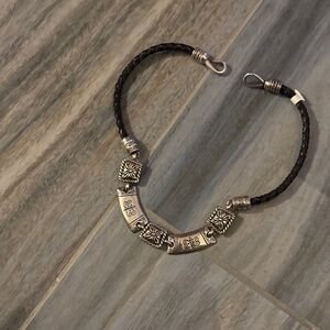 Brighton Silver and Black Braided Bracelet